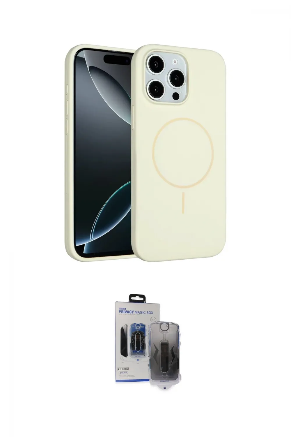 ieg™ iPhone 15 Pro Max Kılıf Yankı Form Serisi - Siyah Vanessa Magic Hayalet Cam