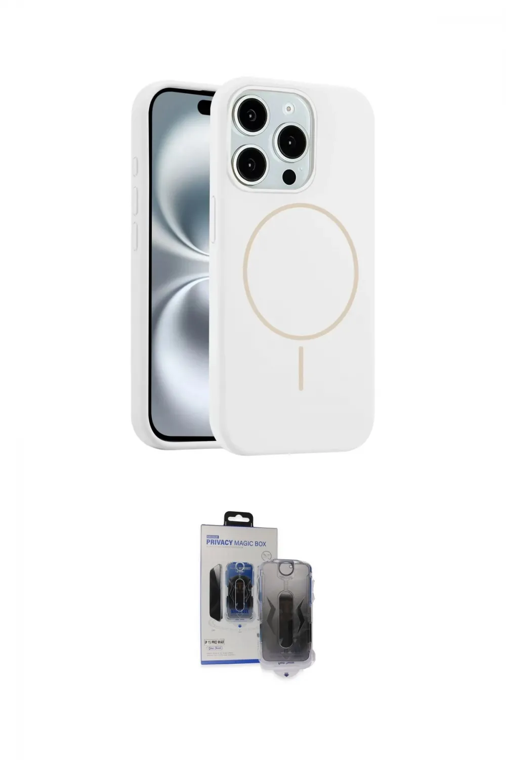 ieg™ iPhone 15 Pro Max Kılıf Yankı Form Serisi - Siyah Vanessa Magic Hayalet Cam