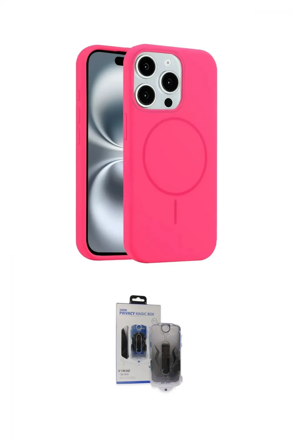 ieg™ iPhone 15 Pro Max Kılıf Yankı Form Serisi - Siyah Vanessa Magic Hayalet Cam