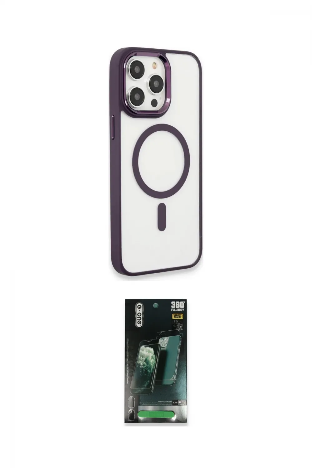ieg™ iPhone 15 Pro Max Kılıf Yankı Işık Özel Seri - Siyah 360 Mat Full Body Arka Koruyucu