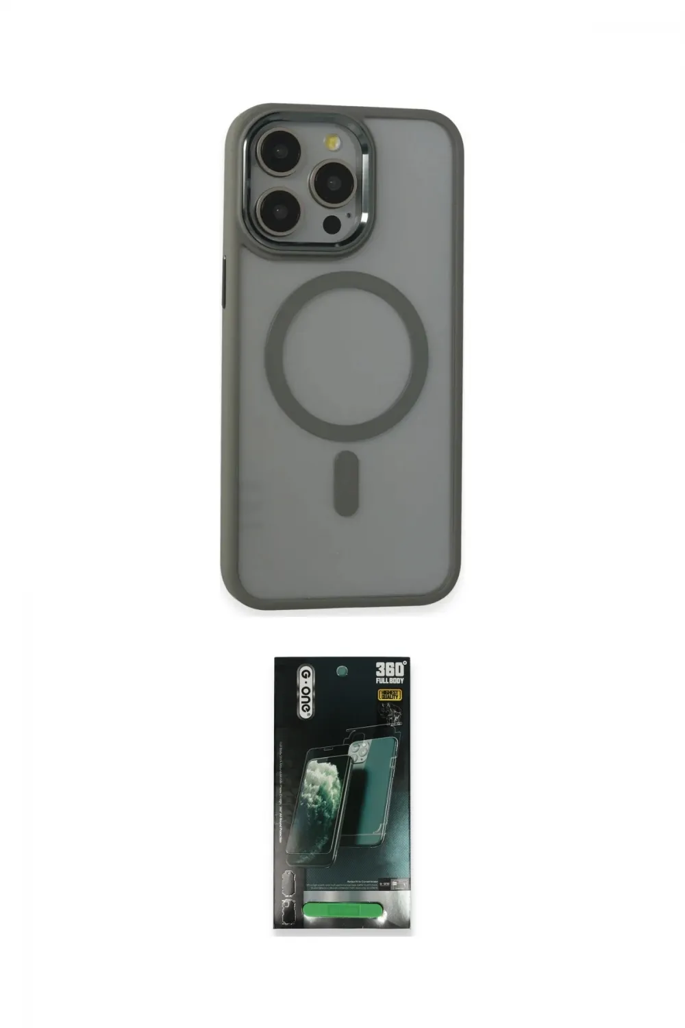 ieg™ iPhone 15 Pro Max Kılıf Yankı Işık Özel Seri - Siyah 360 Mat Full Body Arka Koruyucu