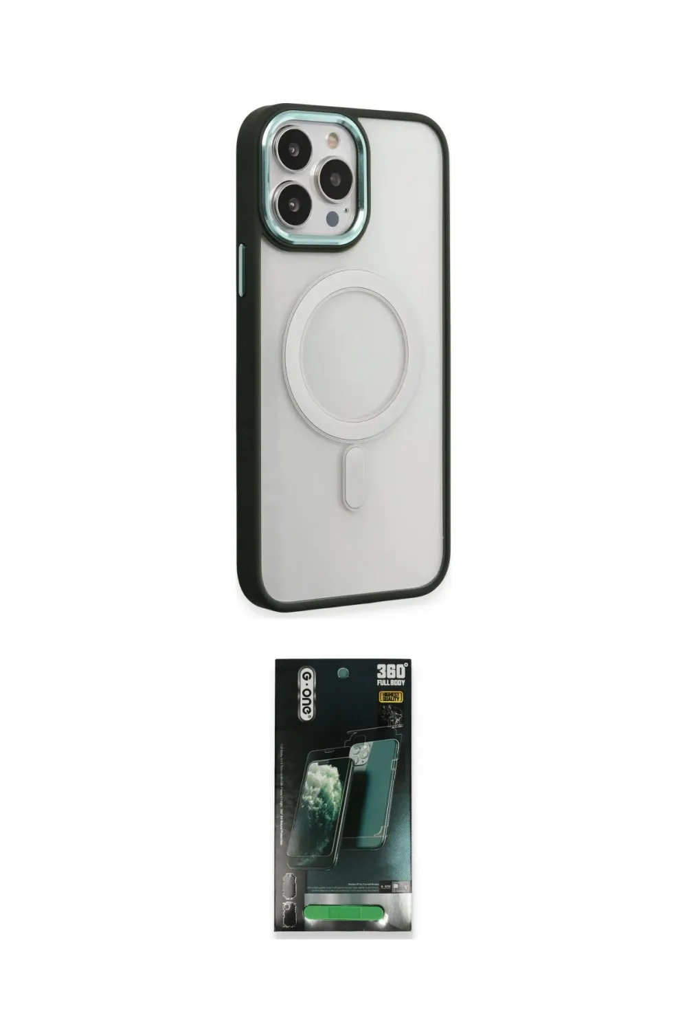 ieg™ iPhone 15 Pro Max Kılıf Yankı Işık Özel Seri - Siyah 360 Mat Full Body Arka Koruyucu