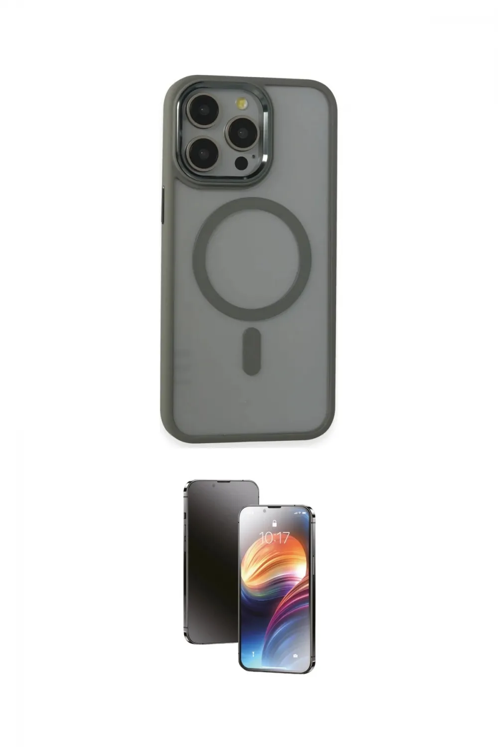 ieg™ iPhone 15 Pro Max Kılıf Yankı Işık Özel Seri - Siyah 3D Antistatik Mat Seramik Nano Ekran Koruyucu