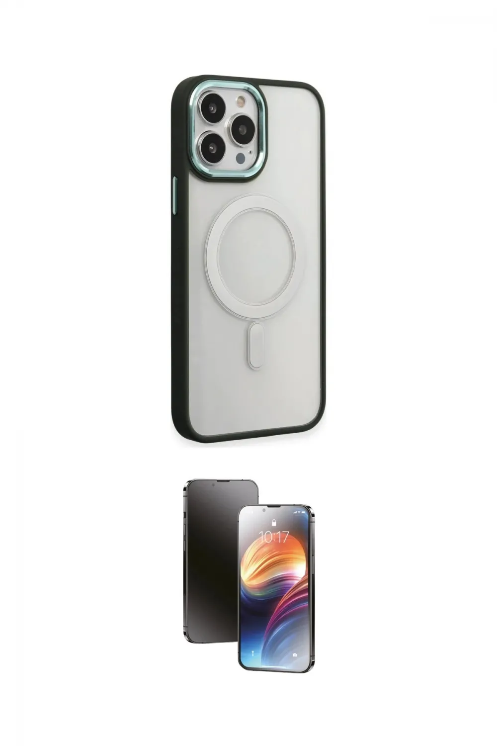 ieg™ iPhone 15 Pro Max Kılıf Yankı Işık Özel Seri - Siyah 3D Antistatik Mat Seramik Nano Ekran Koruyucu
