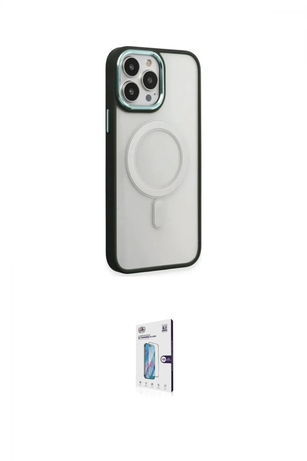 ieg™ iPhone 15 Pro Max Kılıf Yankı Işık Özel Seri - Siyah Bilvis 0.18mm Plus Cam Ekran Koruyucu