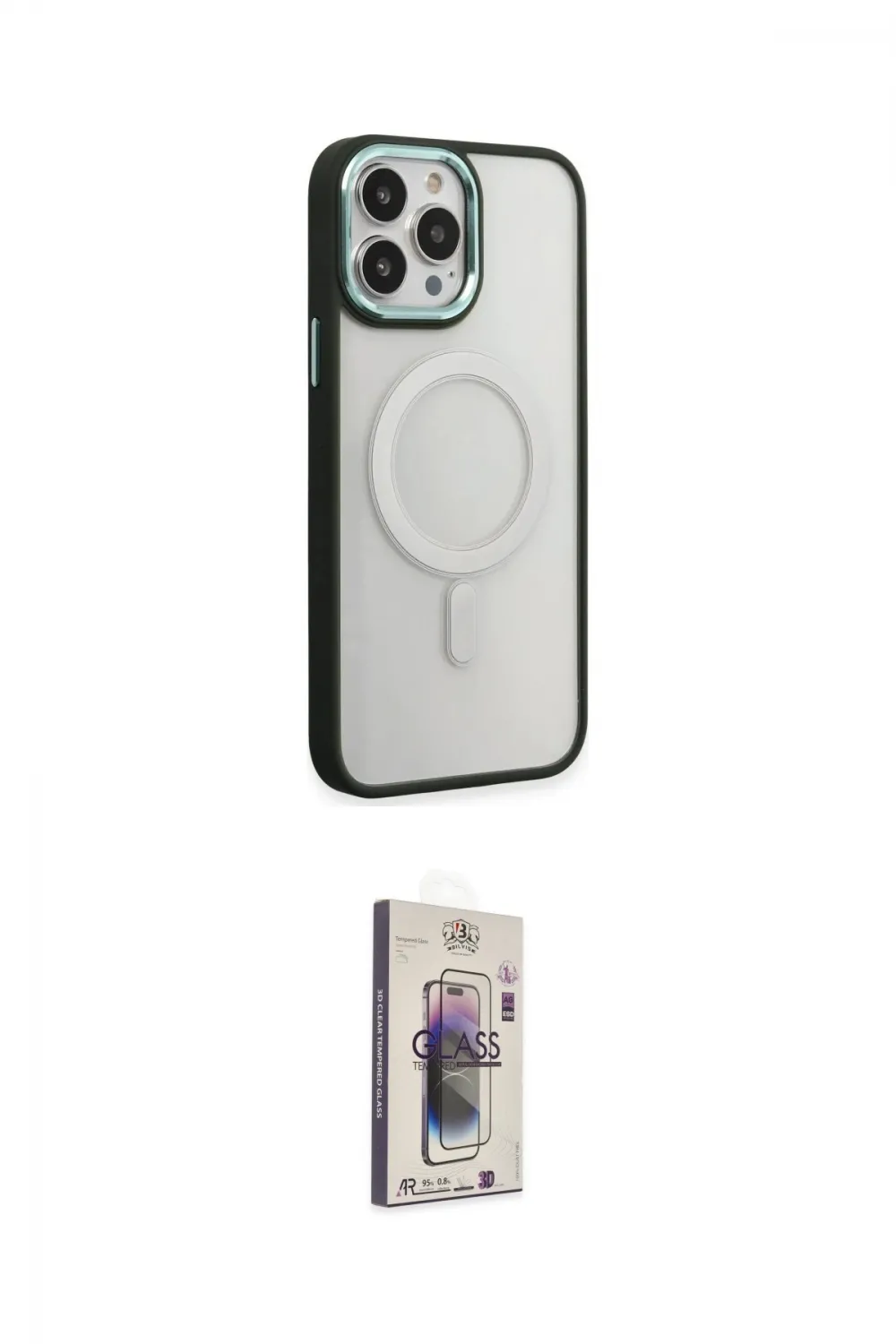 ieg™ iPhone 15 Pro Max Kılıf Yankı Işık Özel Seri - Siyah Bilvis 3D Cam Ekran Koruyucu