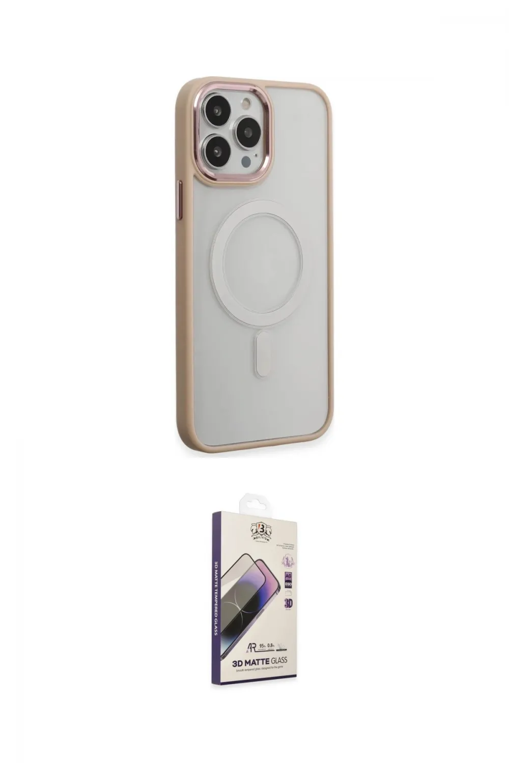 ieg™ iPhone 15 Pro Max Kılıf Yankı Işık Özel Seri - Siyah Bilvis 3D Mat Cam Ekran Koruyucu