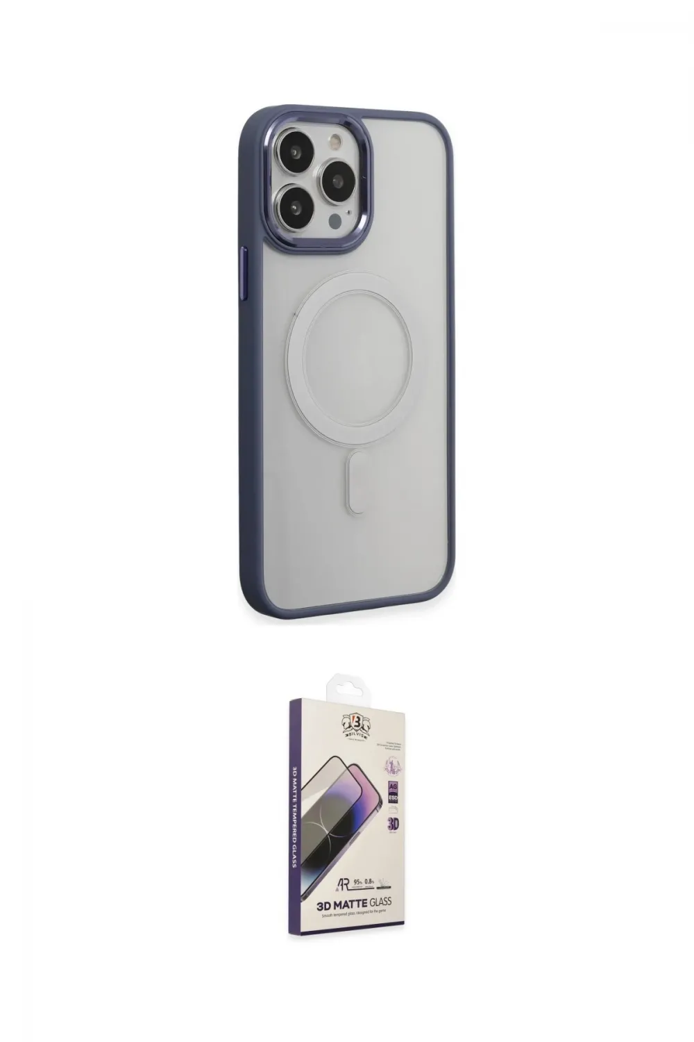ieg™ iPhone 15 Pro Max Kılıf Yankı Işık Özel Seri - Siyah Bilvis 3D Mat Cam Ekran Koruyucu