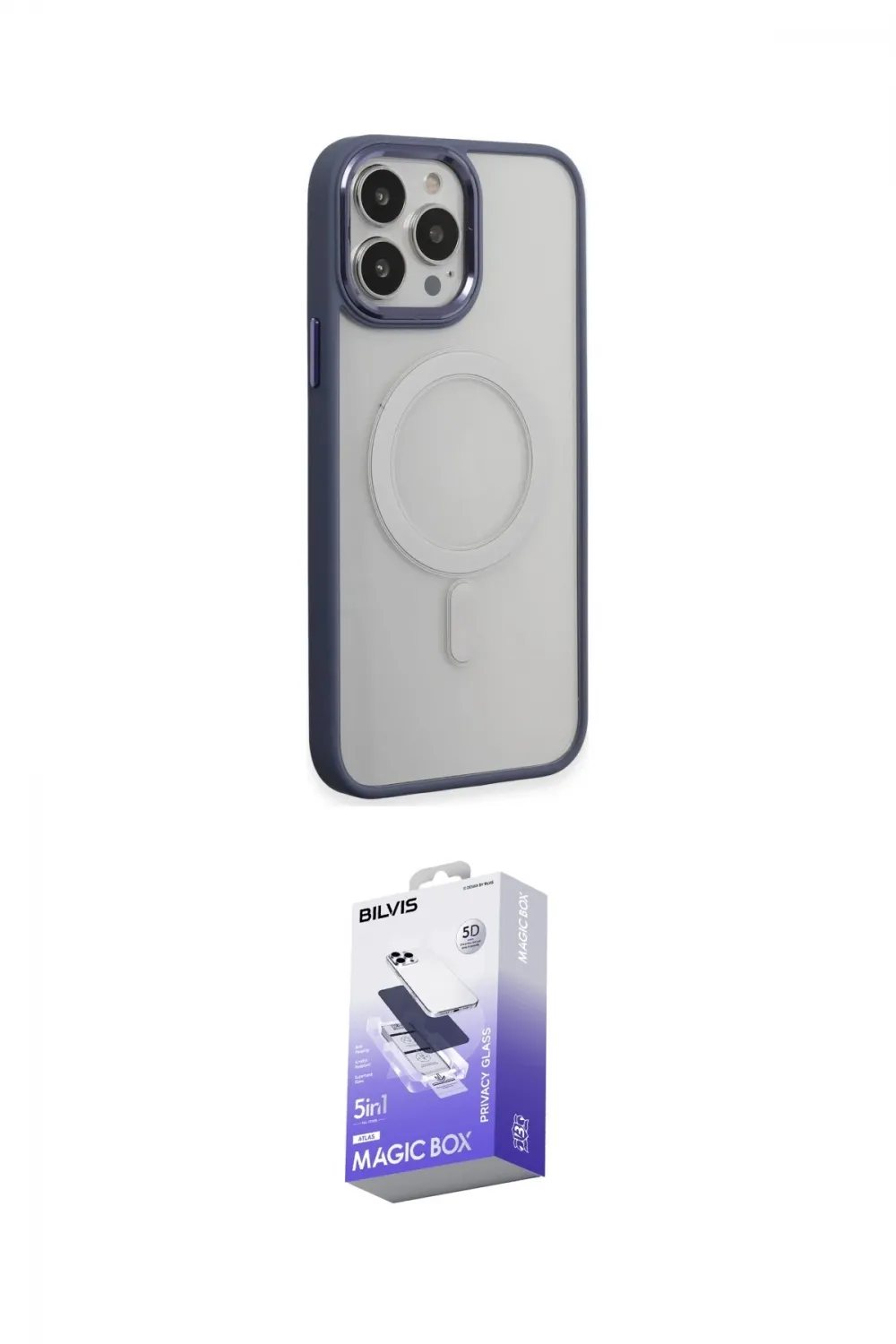 ieg™ iPhone 15 Pro Max Kılıf Yankı Işık Özel Seri - Siyah Bilvis 5in1 5D Magic Hayalet Cam Ekran Koruyucu