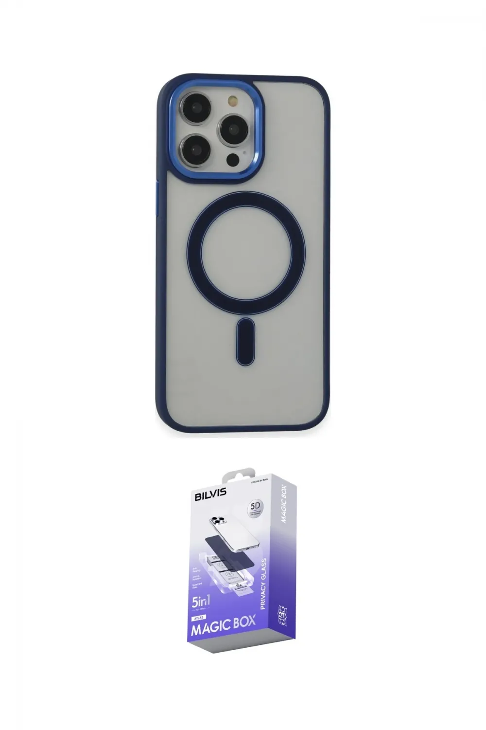 ieg™ iPhone 15 Pro Max Kılıf Yankı Işık Özel Seri - Siyah Bilvis 5in1 5D Magic Hayalet Cam Ekran Koruyucu