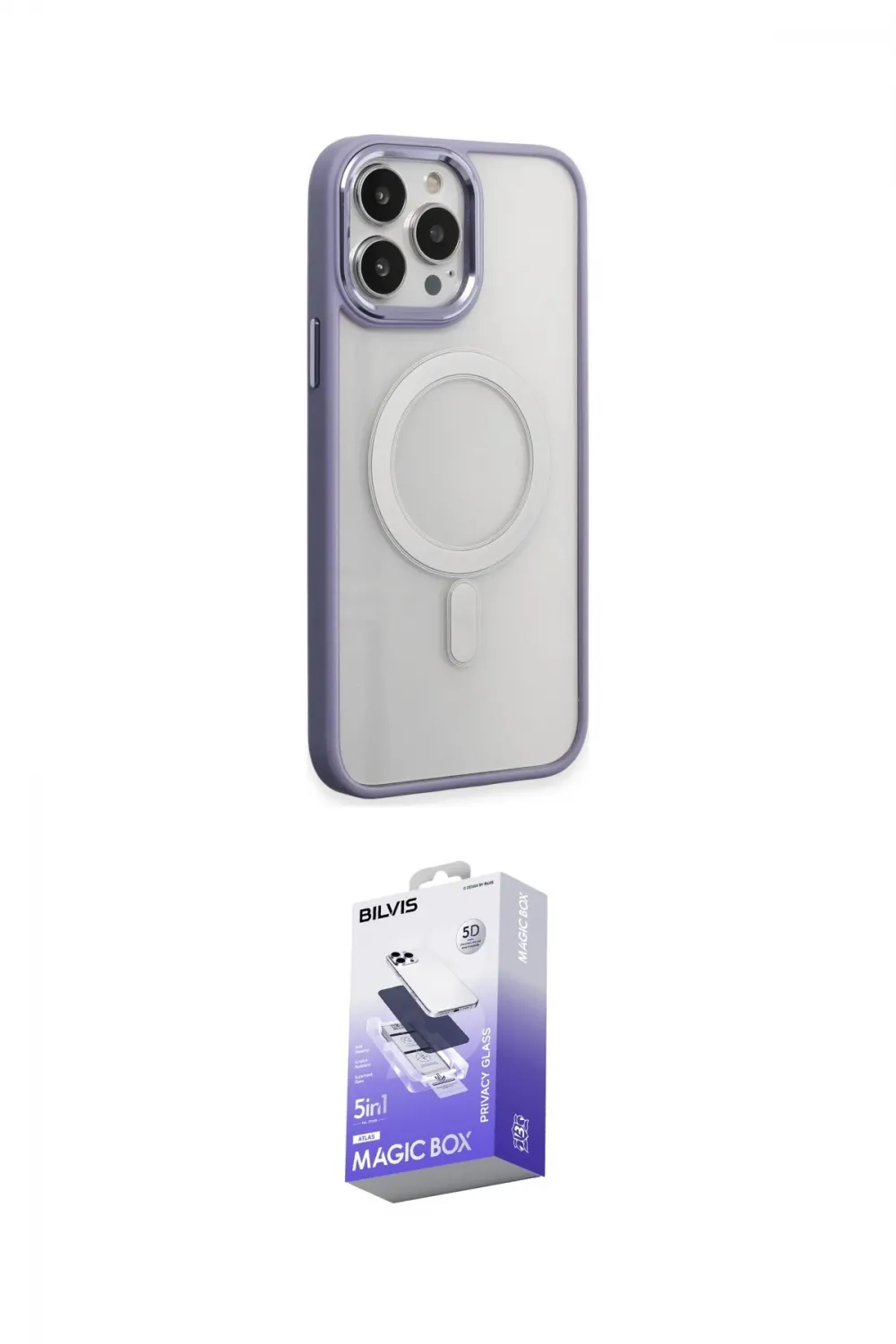 ieg™ iPhone 15 Pro Max Kılıf Yankı Işık Özel Seri - Siyah Bilvis 5in1 5D Magic Hayalet Cam Ekran Koruyucu