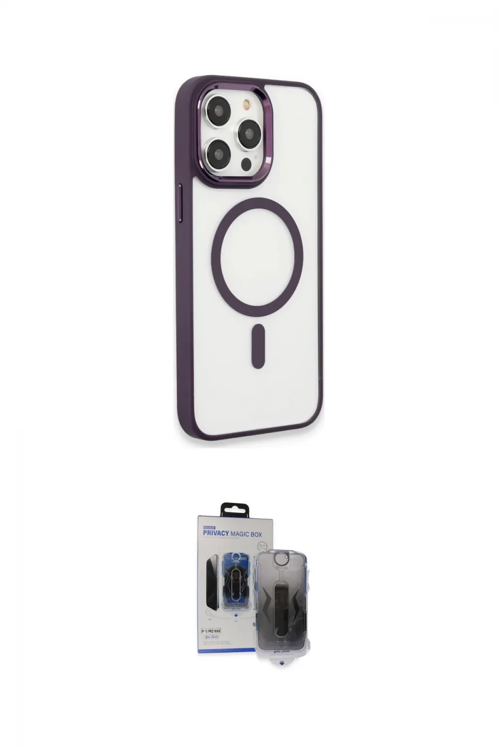 ieg™ iPhone 15 Pro Max Kılıf Yankı Işık Özel Seri - Siyah Vanessa Magic Hayalet Cam