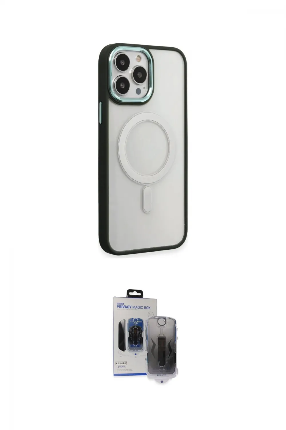 ieg™ iPhone 15 Pro Max Kılıf Yankı Işık Özel Seri - Siyah Vanessa Magic Hayalet Cam