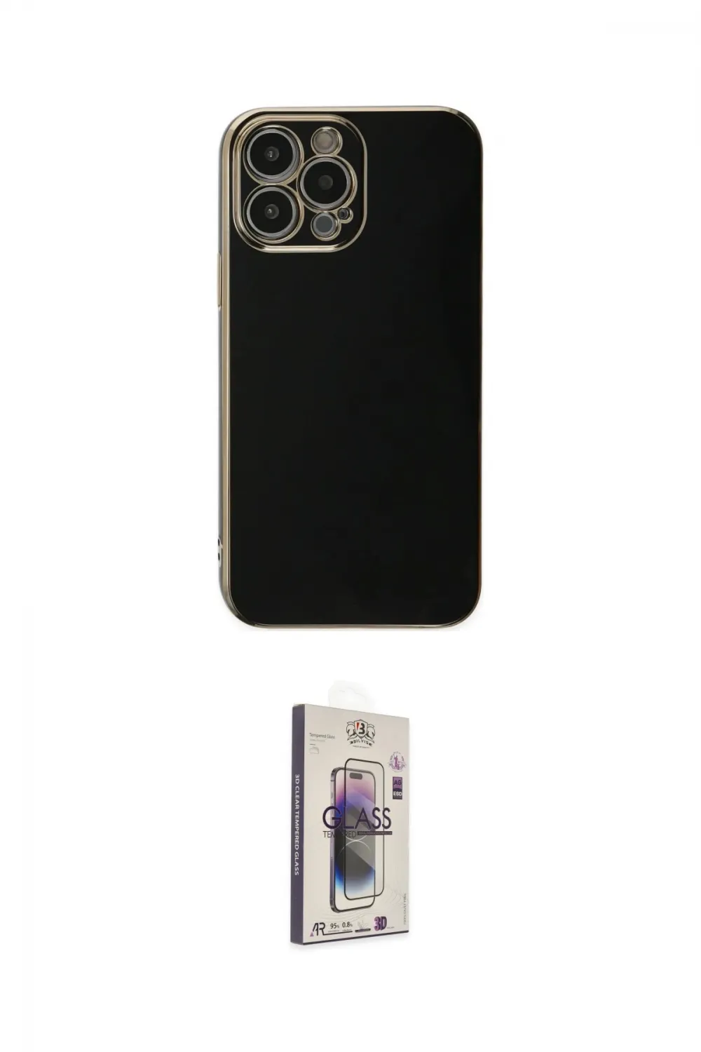 ieg™ iPhone 15 Pro Max Kılıf Yankı Serisi - Siyah Bilvis 3D Cam Ekran Koruyucu