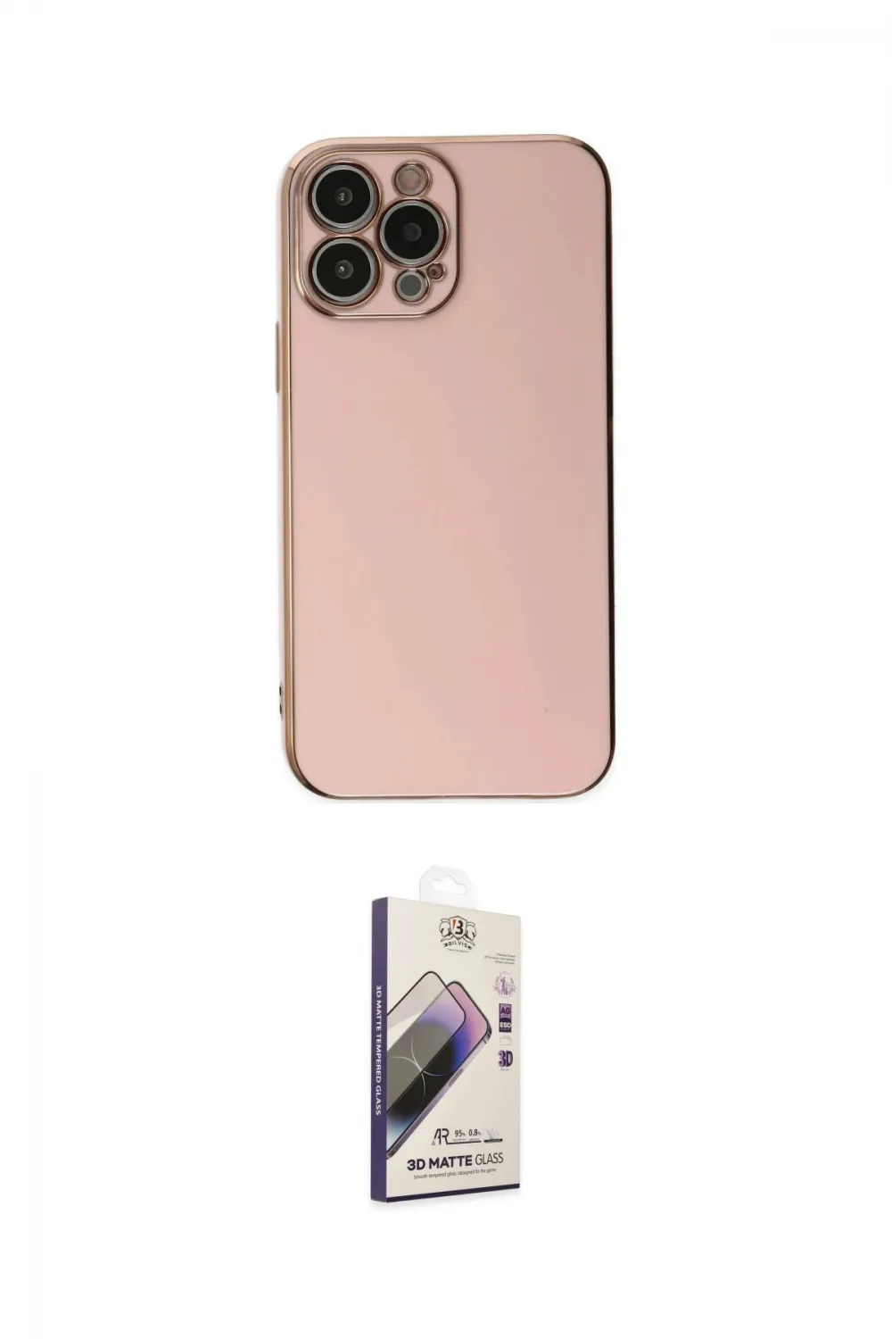 ieg™ iPhone 15 Pro Max Kılıf Yankı Serisi - Siyah Bilvis 3D Mat Cam Ekran Koruyucu