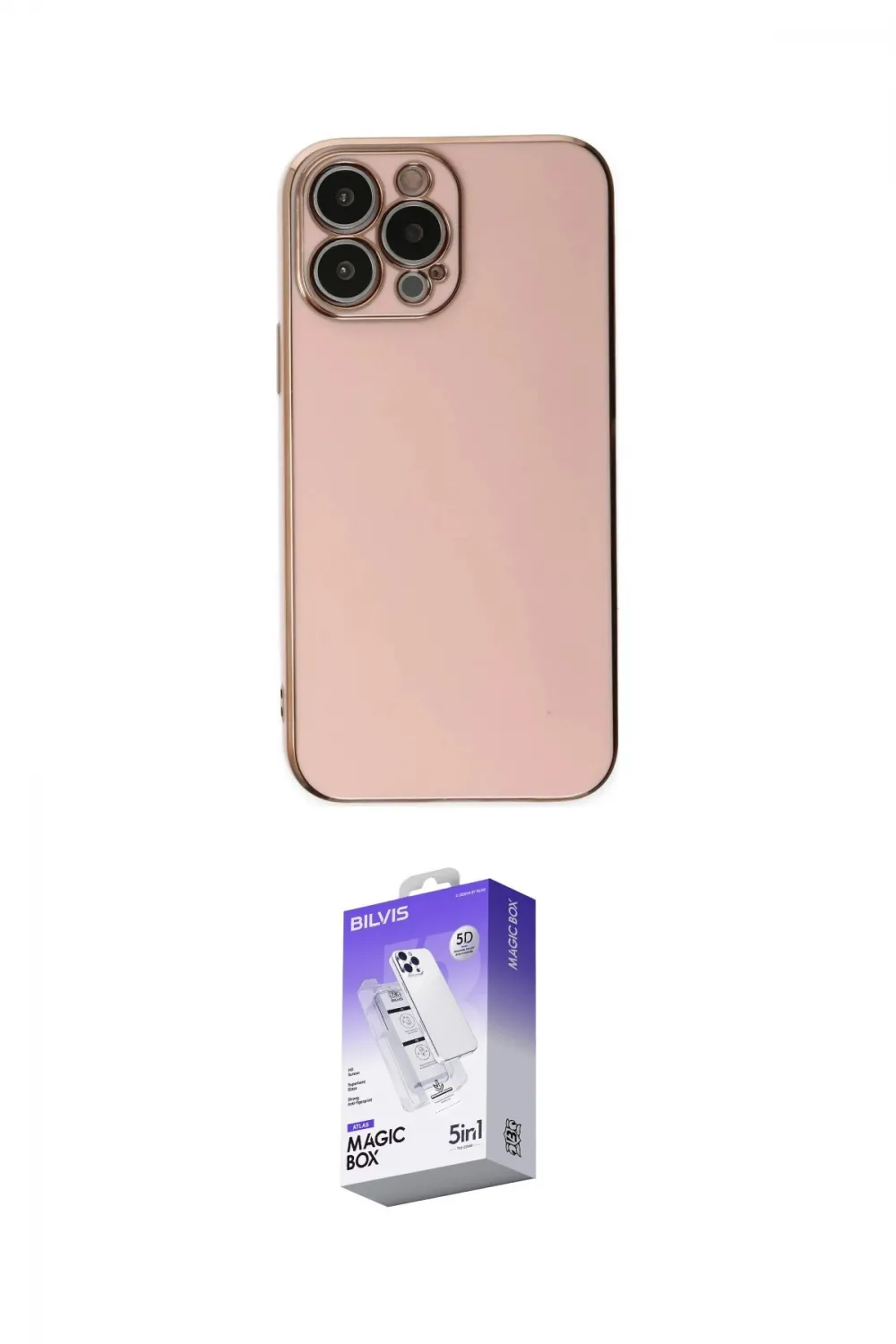 ieg™ iPhone 15 Pro Max Kılıf Yankı Serisi - Siyah Bilvis 5in1 3D Magic Cam Ekran Koruyucu
