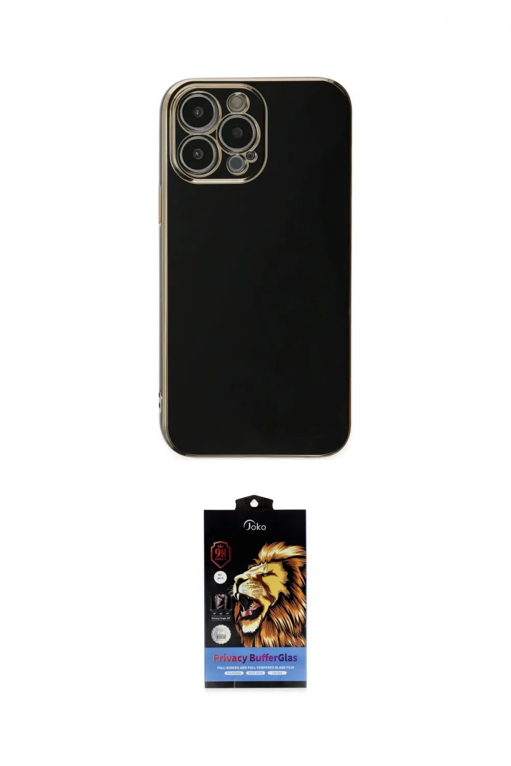 ieg™ iPhone 15 Pro Max Kılıf Yankı Serisi - Siyah Buffer Hayalet Cam Ekran Koruyucu