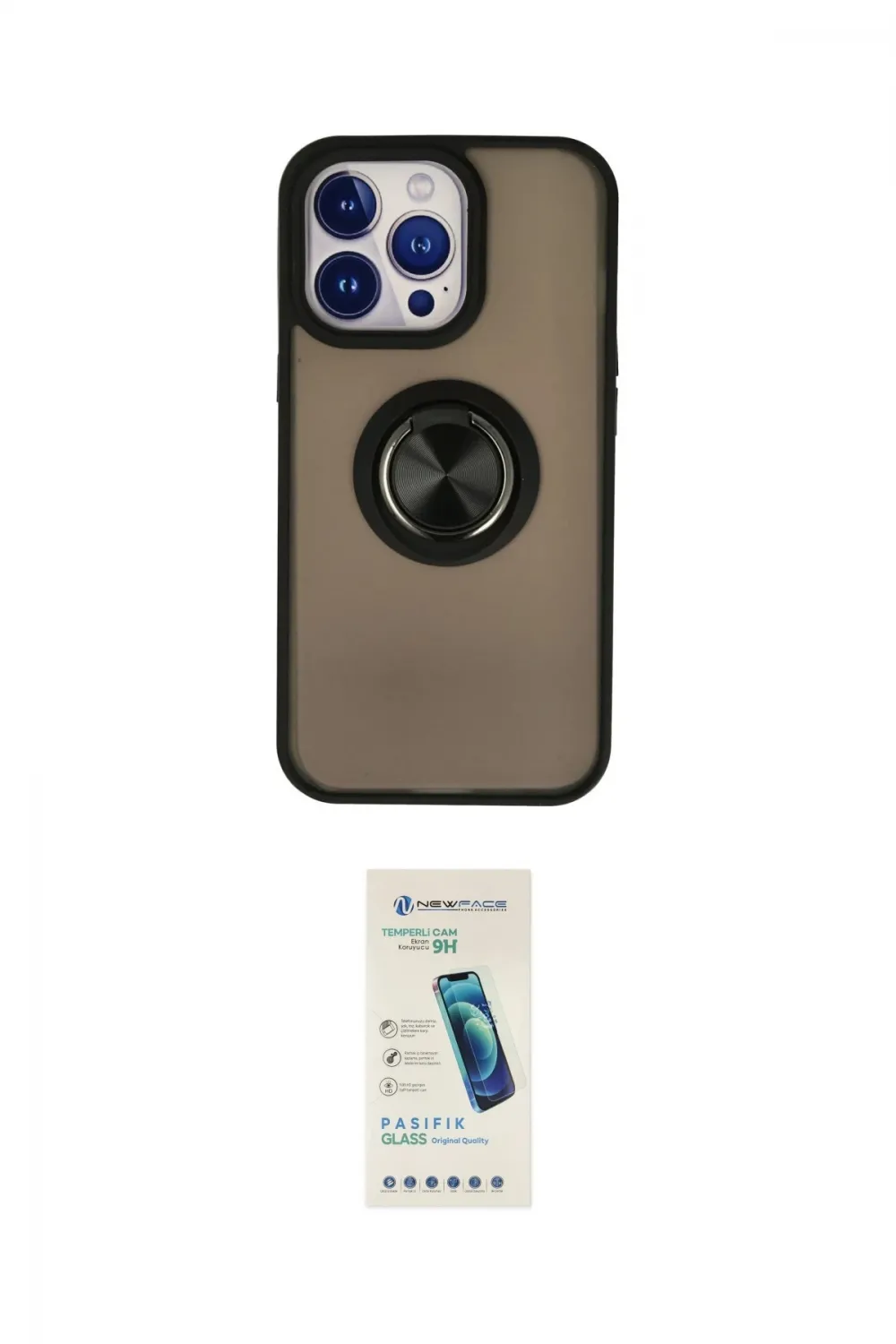 ieg™ iPhone 15 Pro Max Kılıf Yörünge Çizgi - Şeffaf Pasifik Cam Ekran Koruyucu