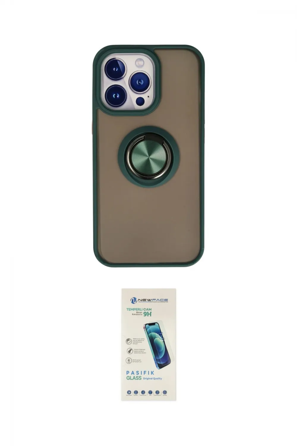 ieg™ iPhone 15 Pro Max Kılıf Yörünge Çizgi - Şeffaf Pasifik Cam Ekran Koruyucu