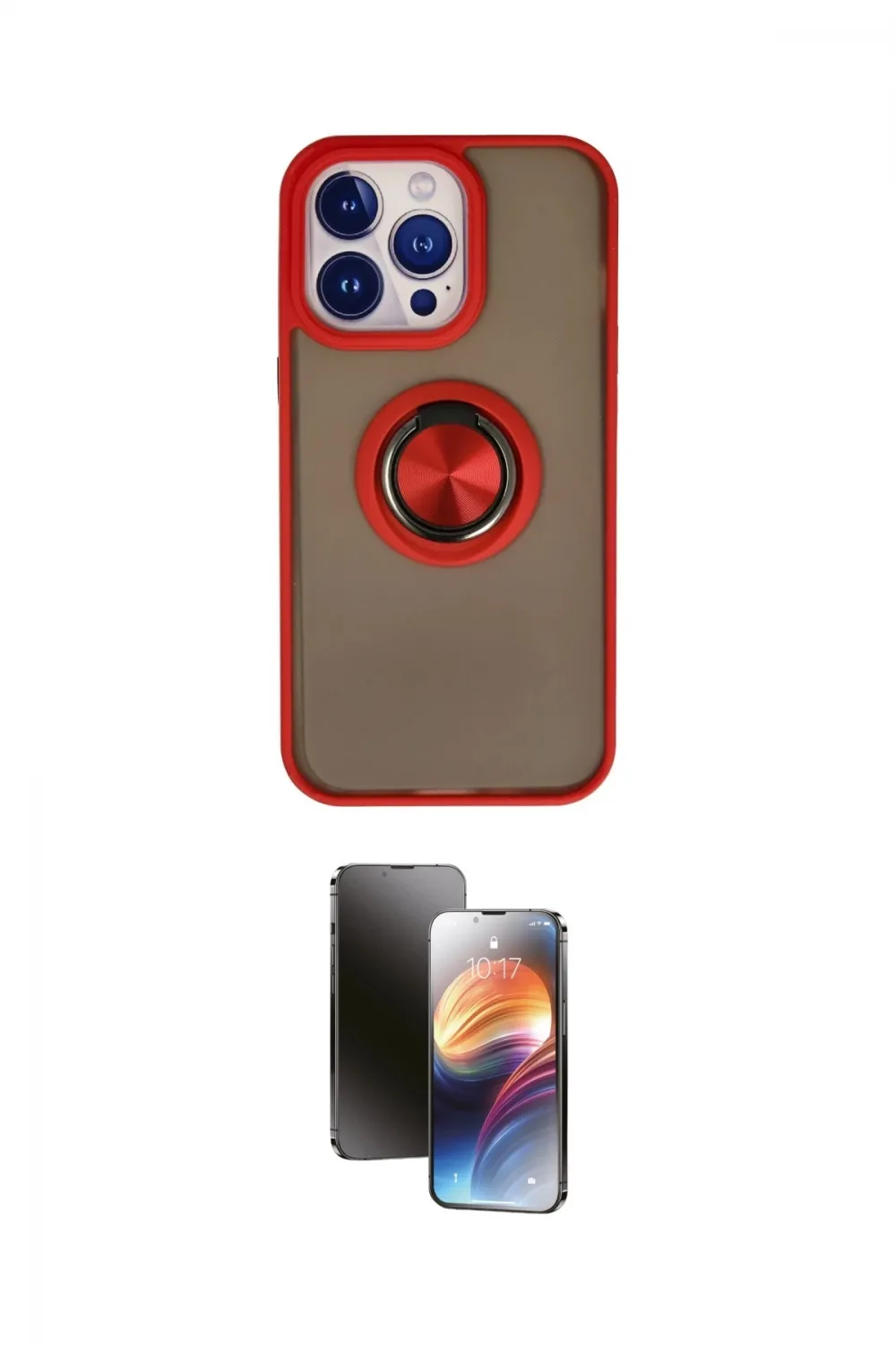 ieg™ iPhone 15 Pro Max Kılıf Yörünge Çizgi - Siyah 3D Antistatik Mat Seramik Nano Ekran Koruyucu
