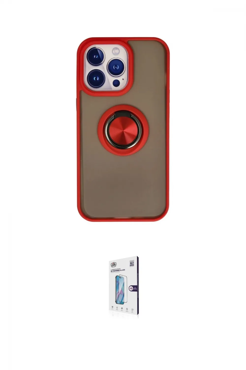 ieg™ iPhone 15 Pro Max Kılıf Yörünge Çizgi - Siyah Bilvis 0.18mm Plus Cam Ekran Koruyucu