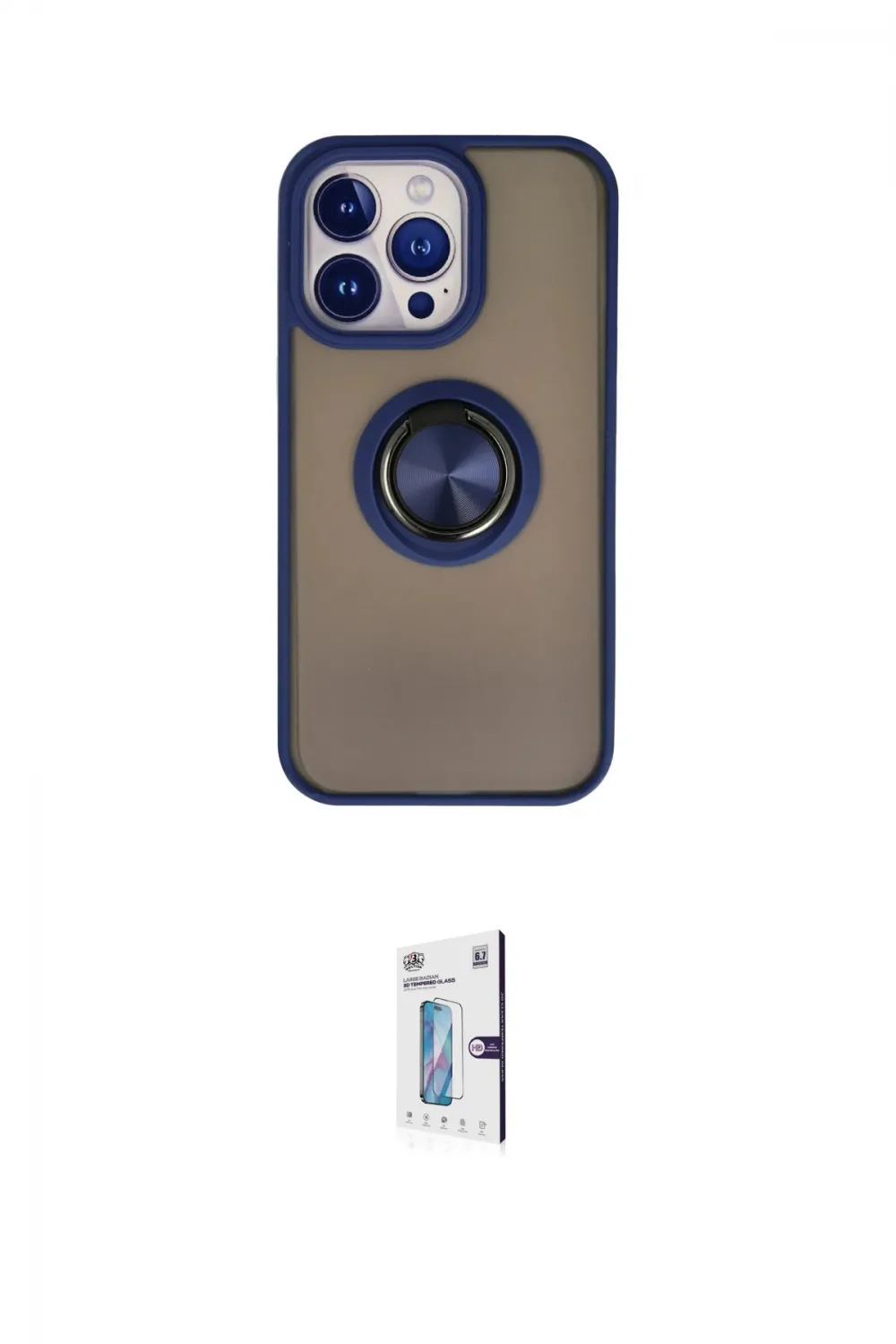 ieg™ iPhone 15 Pro Max Kılıf Yörünge Çizgi - Siyah Bilvis 0.18mm Plus Cam Ekran Koruyucu