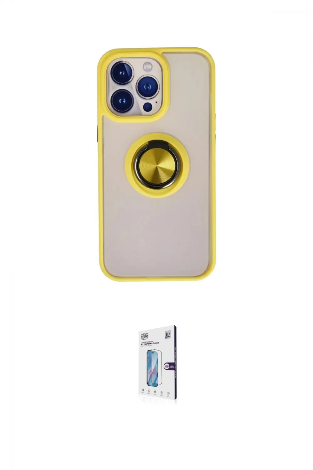 ieg™ iPhone 15 Pro Max Kılıf Yörünge Çizgi - Siyah Bilvis 0.18mm Plus Cam Ekran Koruyucu