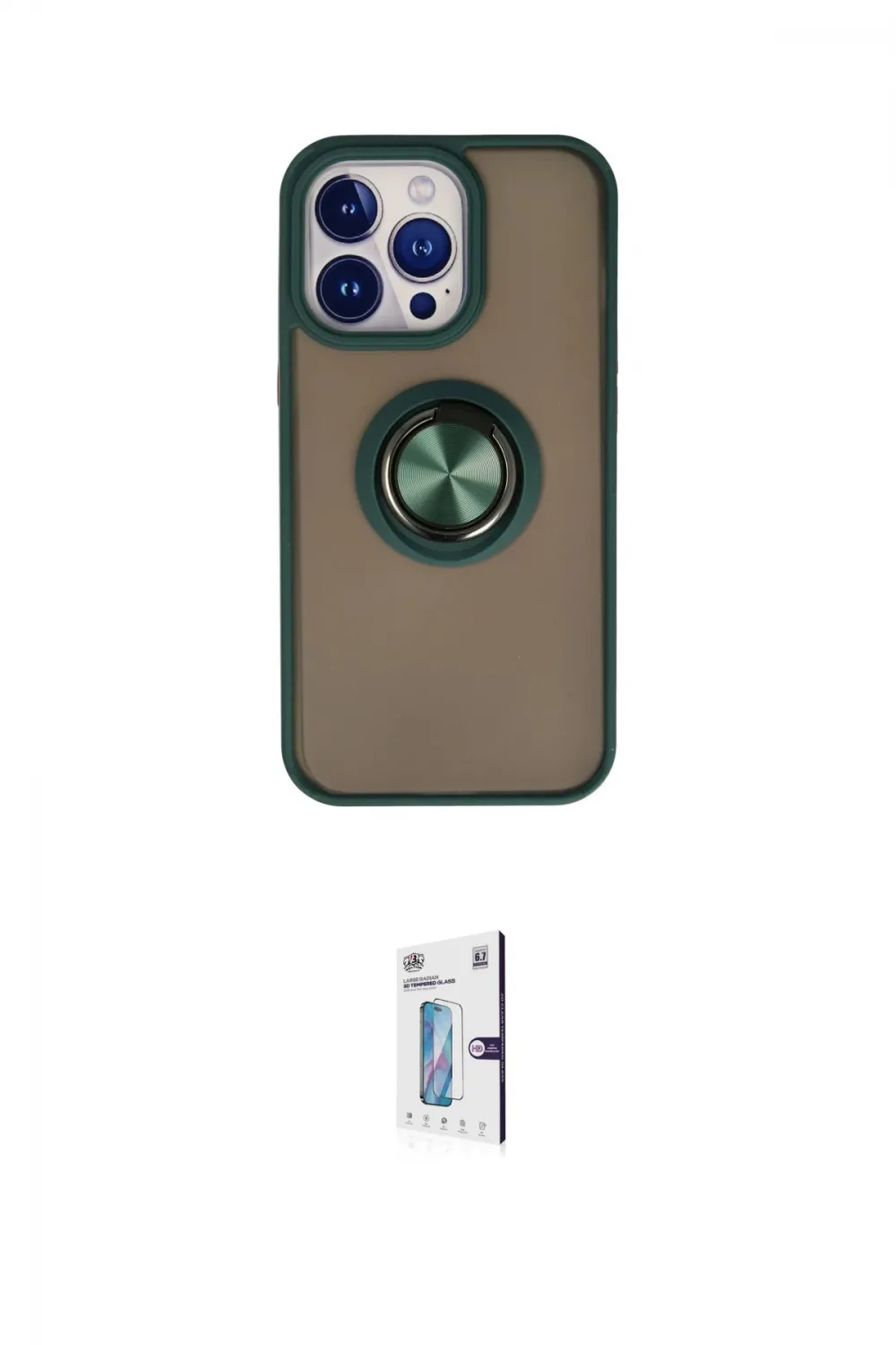 ieg™ iPhone 15 Pro Max Kılıf Yörünge Çizgi - Siyah Bilvis 0.18mm Plus Cam Ekran Koruyucu