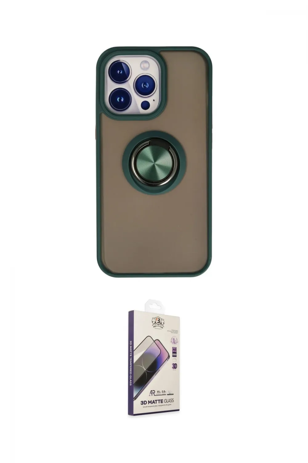 ieg™ iPhone 15 Pro Max Kılıf Yörünge Çizgi - Siyah Bilvis 3D Mat Cam Ekran Koruyucu