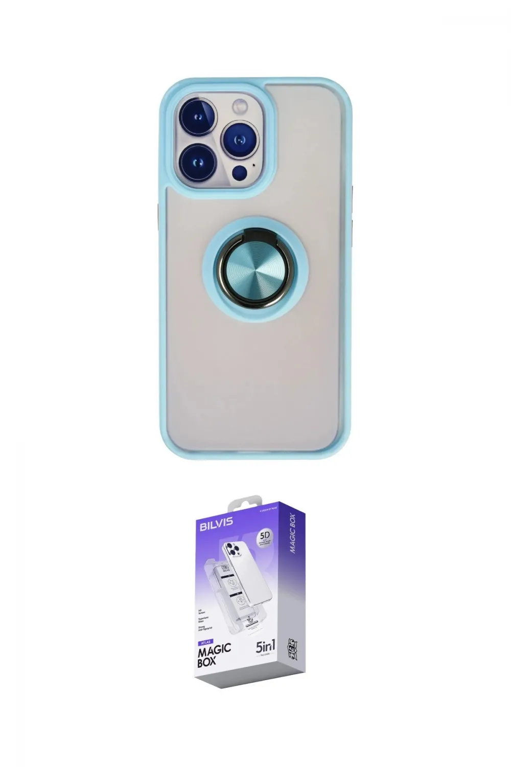 ieg™ iPhone 15 Pro Max Kılıf Yörünge Çizgi - Siyah Bilvis 5in1 3D Magic Cam Ekran Koruyucu