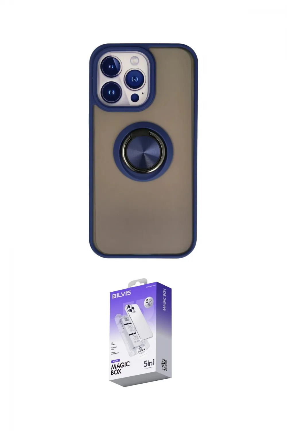 ieg™ iPhone 15 Pro Max Kılıf Yörünge Çizgi - Siyah Bilvis 5in1 3D Magic Cam Ekran Koruyucu