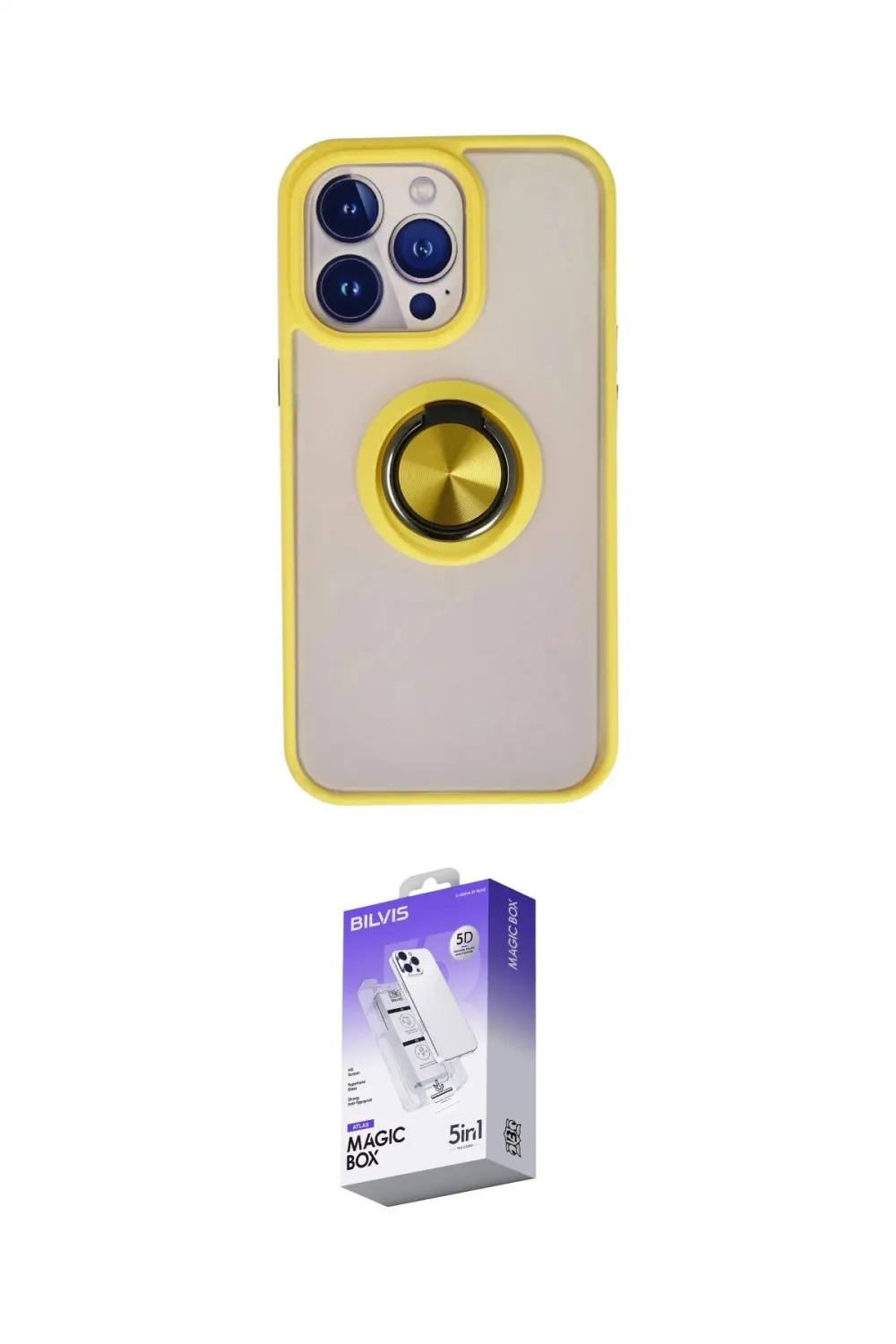 ieg™ iPhone 15 Pro Max Kılıf Yörünge Çizgi - Siyah Bilvis 5in1 3D Magic Cam Ekran Koruyucu