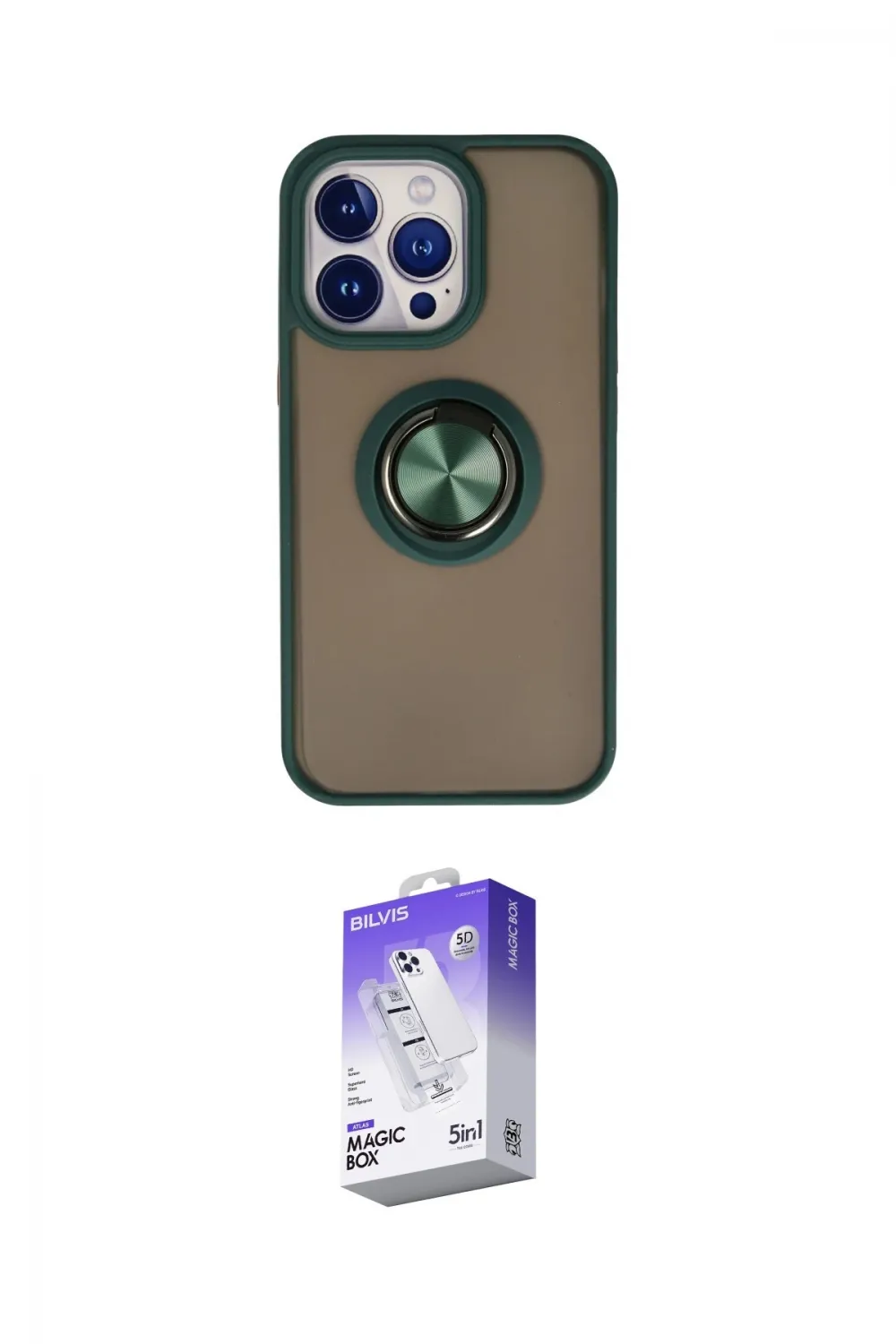 ieg™ iPhone 15 Pro Max Kılıf Yörünge Çizgi - Siyah Bilvis 5in1 3D Magic Cam Ekran Koruyucu