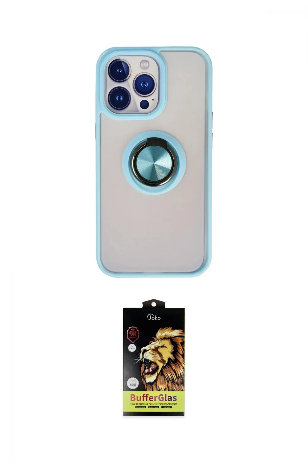 ieg™ iPhone 15 Pro Max Kılıf Yörünge Çizgi - Siyah Buffer Cam Ekran Koruyucu
