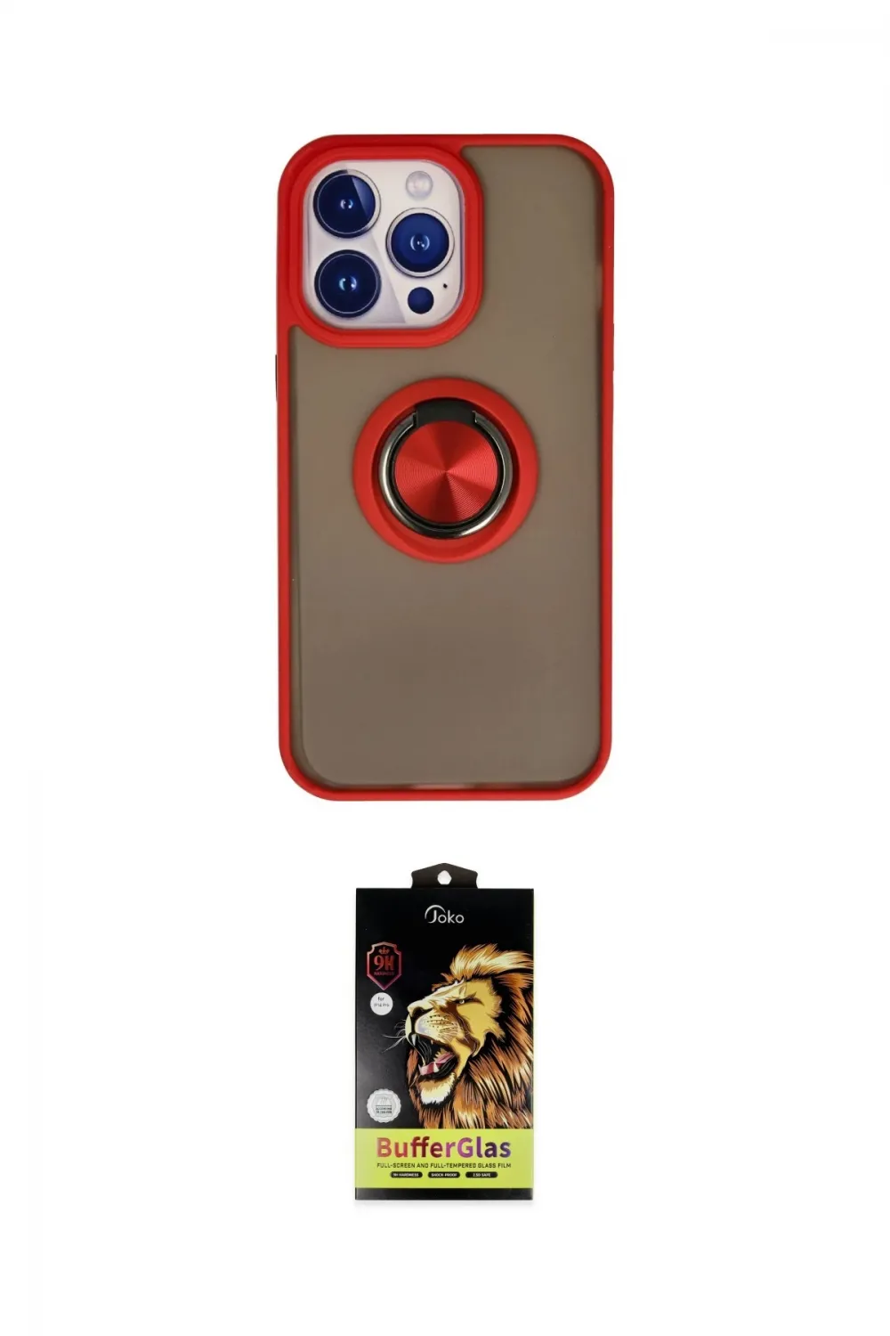 ieg™ iPhone 15 Pro Max Kılıf Yörünge Çizgi - Siyah Buffer Cam Ekran Koruyucu