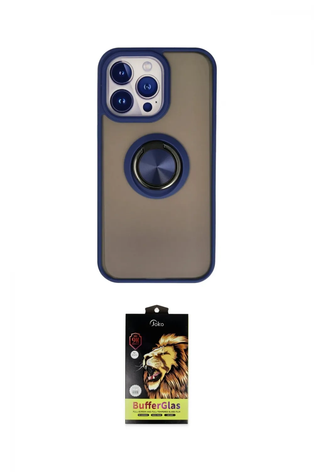 ieg™ iPhone 15 Pro Max Kılıf Yörünge Çizgi - Siyah Buffer Cam Ekran Koruyucu