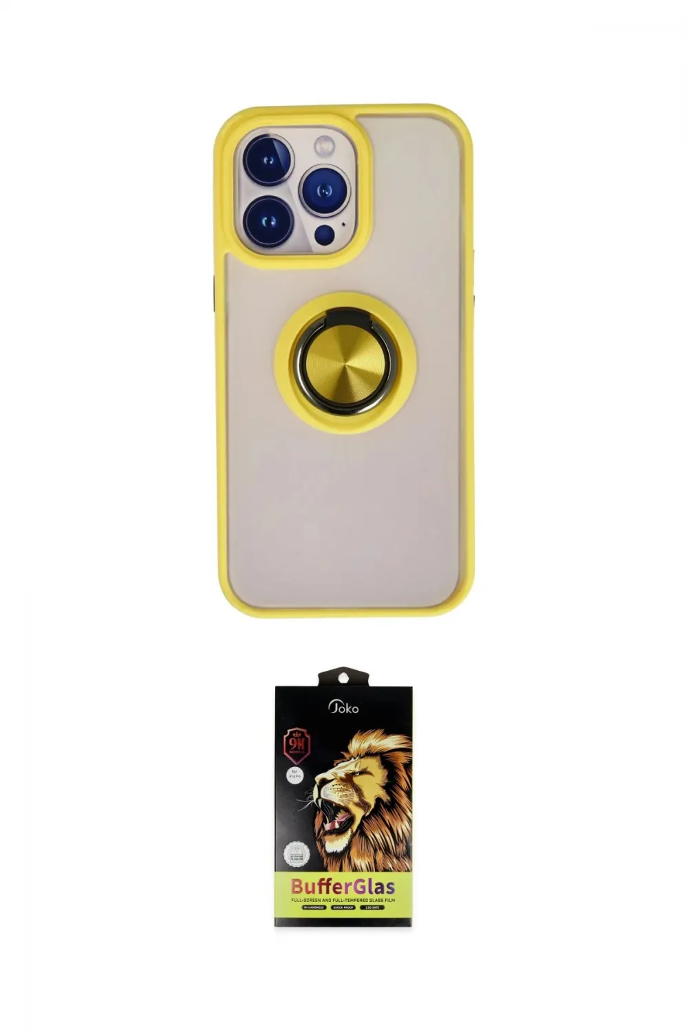 ieg™ iPhone 15 Pro Max Kılıf Yörünge Çizgi - Siyah Buffer Cam Ekran Koruyucu