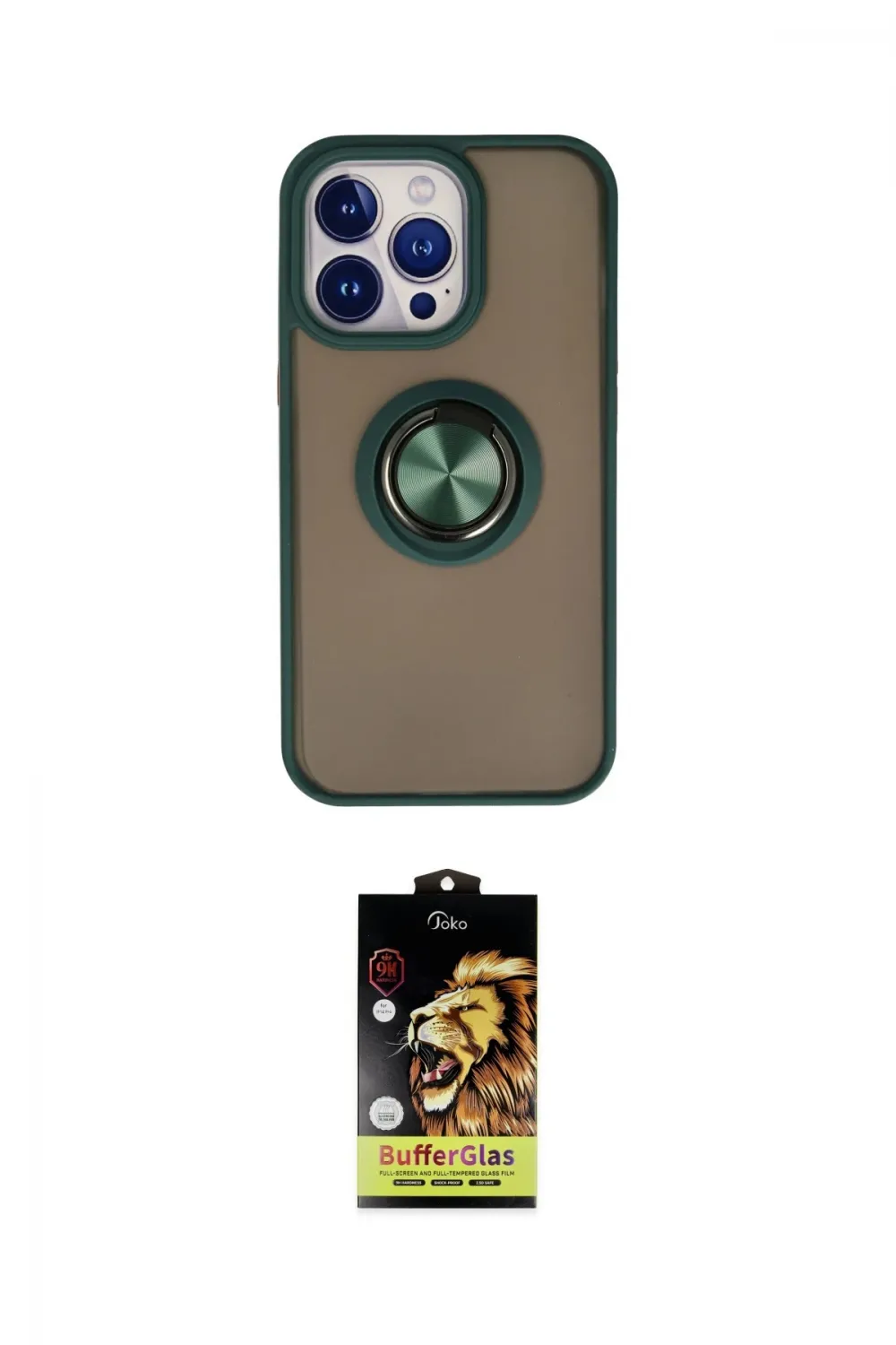 ieg™ iPhone 15 Pro Max Kılıf Yörünge Çizgi - Siyah Buffer Cam Ekran Koruyucu