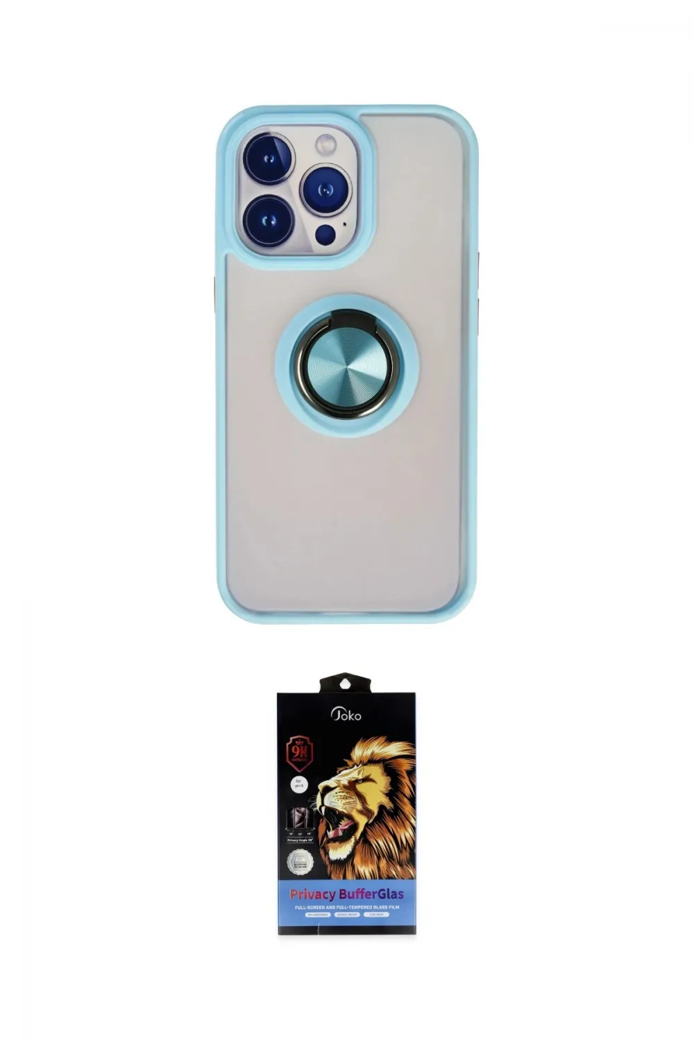 ieg™ iPhone 15 Pro Max Kılıf Yörünge Çizgi - Siyah Buffer Hayalet Cam Ekran Koruyucu