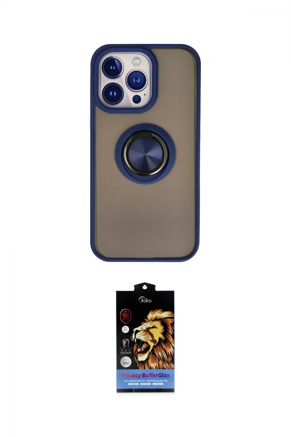 ieg™ iPhone 15 Pro Max Kılıf Yörünge Çizgi - Siyah Buffer Hayalet Cam Ekran Koruyucu