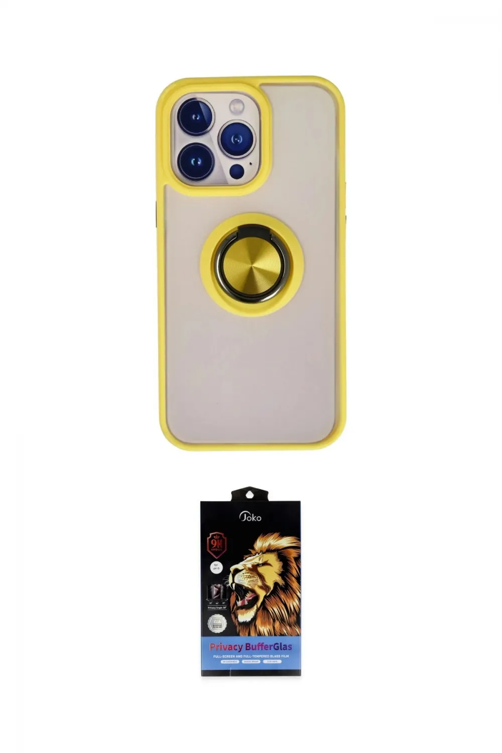 ieg™ iPhone 15 Pro Max Kılıf Yörünge Çizgi - Siyah Buffer Hayalet Cam Ekran Koruyucu