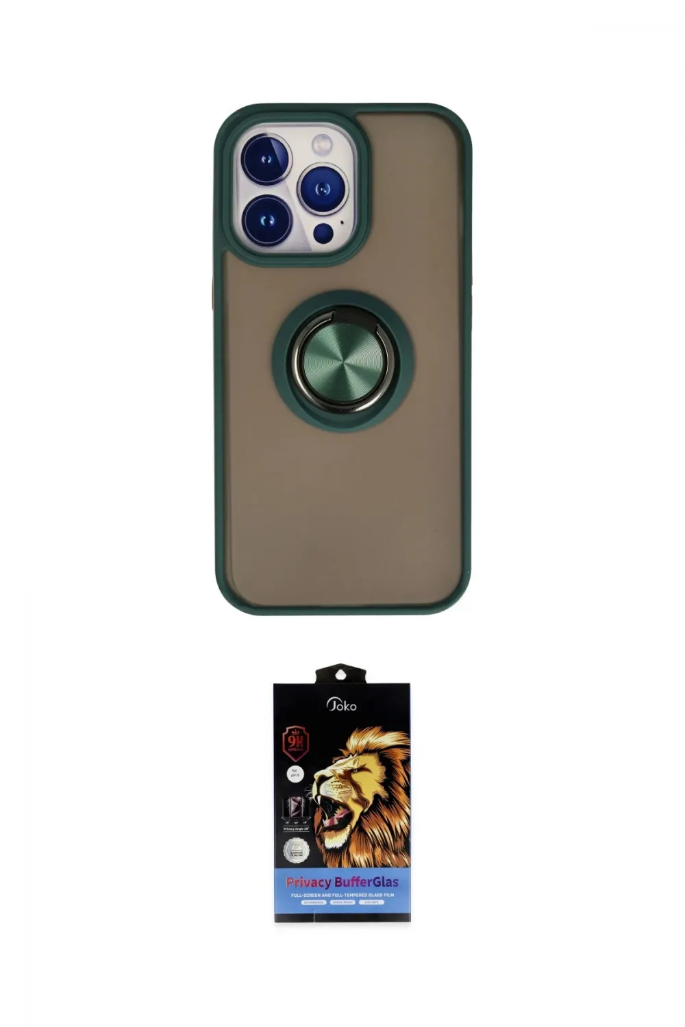 ieg™ iPhone 15 Pro Max Kılıf Yörünge Çizgi - Siyah Buffer Hayalet Cam Ekran Koruyucu