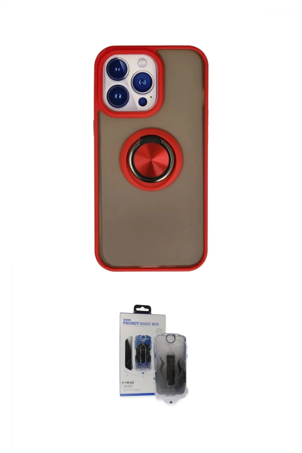 ieg™ iPhone 15 Pro Max Kılıf Yörünge Çizgi - Siyah Vanessa Magic Hayalet Cam