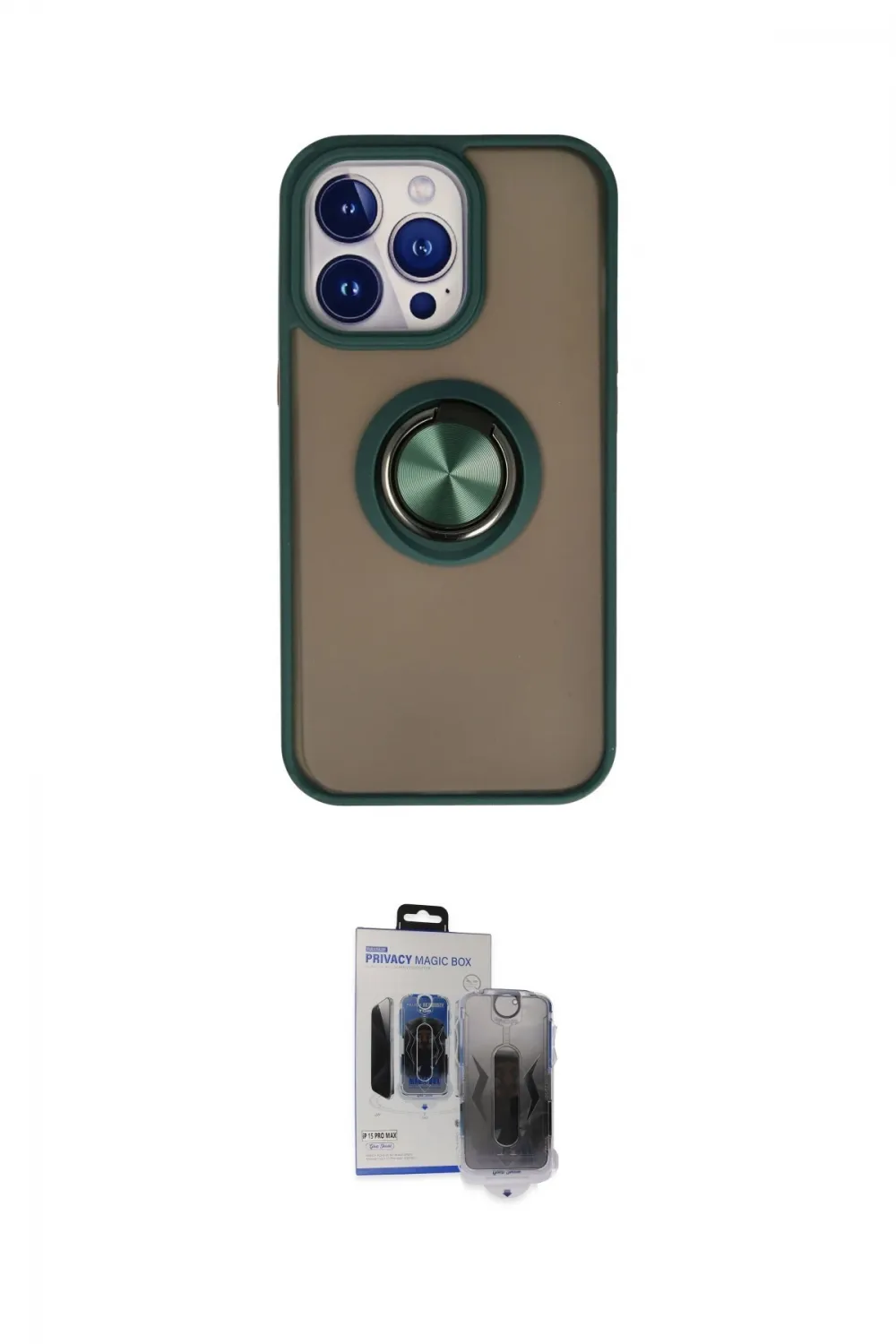 ieg™ iPhone 15 Pro Max Kılıf Yörünge Çizgi - Siyah Vanessa Magic Hayalet Cam