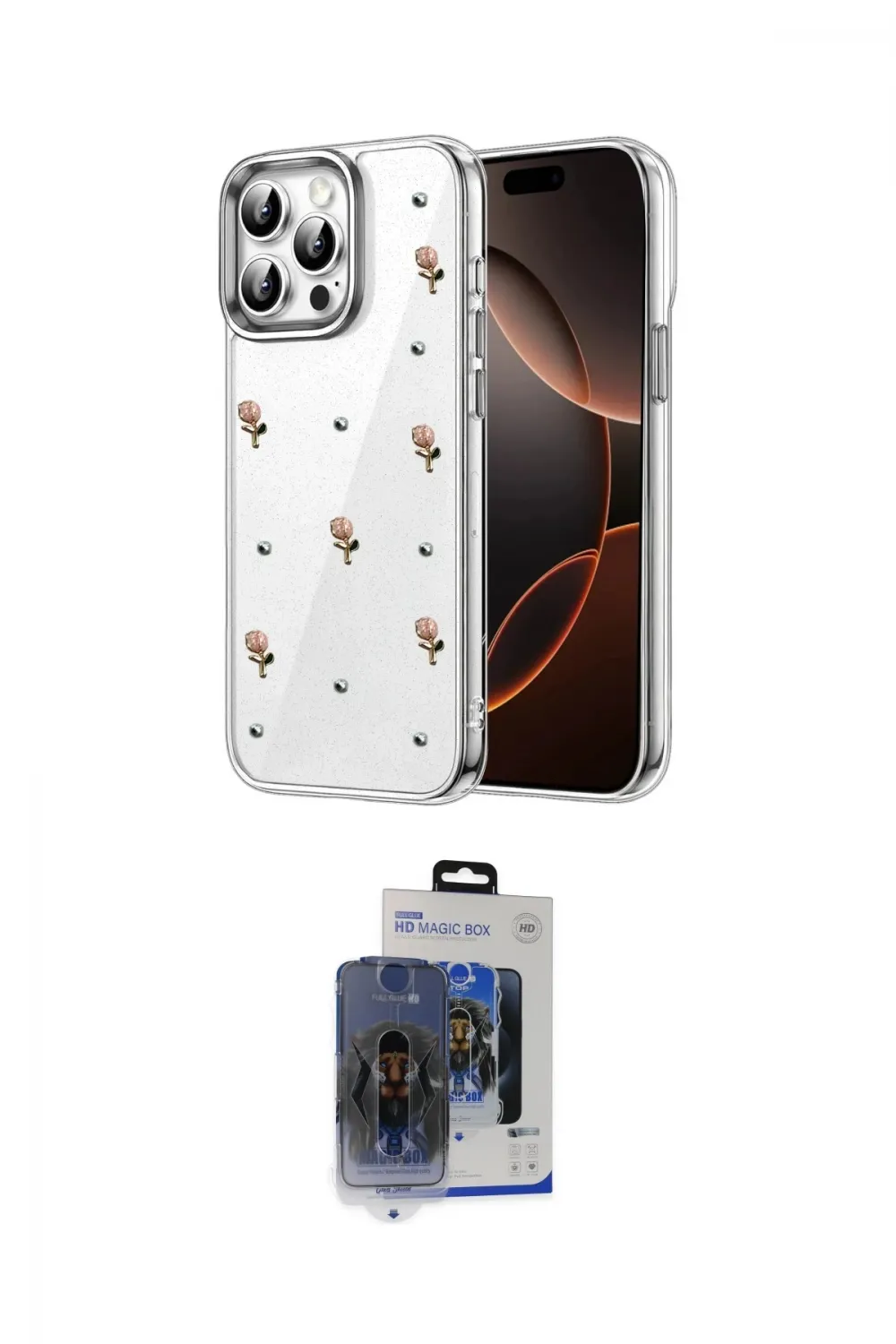 ieg™ iPhone 15 Pro Max Kılıf Yörünge Form - Siyah Vanessa Magic Cam