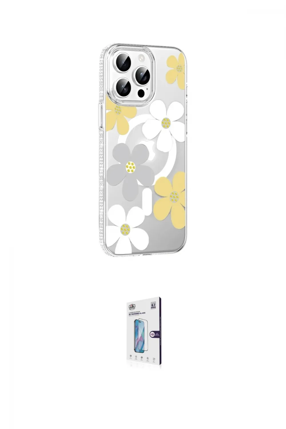 ieg™ iPhone 15 Pro Max Kılıf Yörünge Işık Prime - Siyah Bilvis 0.18mm Plus Cam Ekran Koruyucu