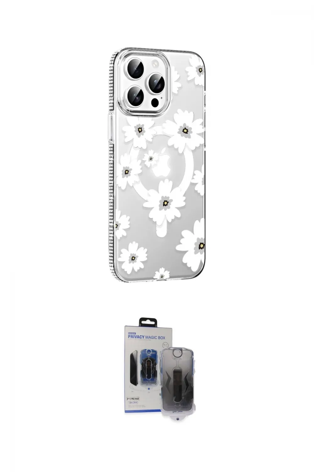 ieg™ iPhone 15 Pro Max Kılıf Yörünge Işık Prime - Siyah Vanessa Magic Hayalet Cam