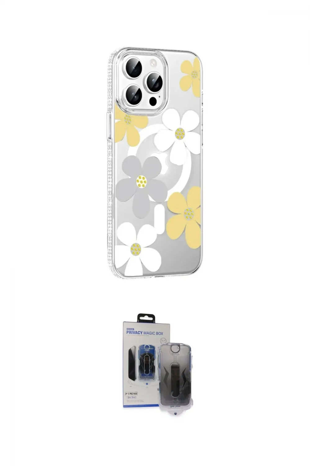 ieg™ iPhone 15 Pro Max Kılıf Yörünge Işık Prime - Siyah Vanessa Magic Hayalet Cam