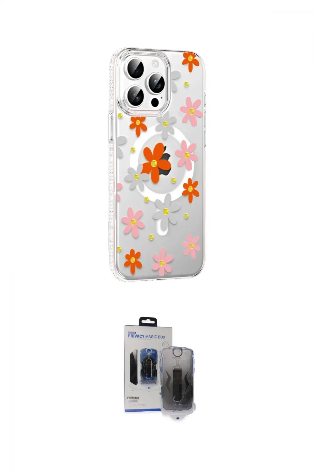 ieg™ iPhone 15 Pro Max Kılıf Yörünge Işık Prime - Siyah Vanessa Magic Hayalet Cam