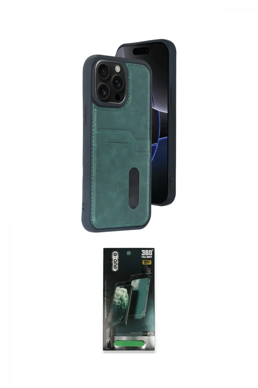 ieg™ iPhone 15 Pro Max Kılıf Yörünge Işık Serisi - Şeffaf 360 Full Body Arka Koruyucu